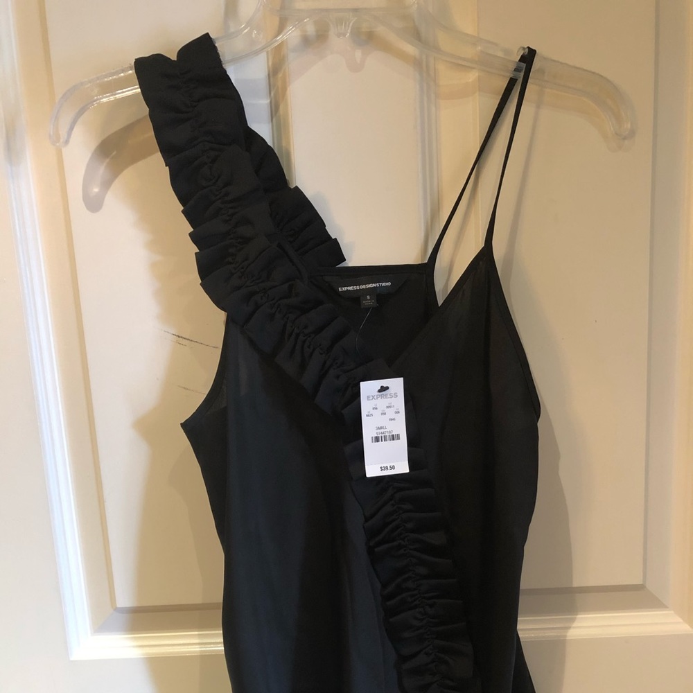 Express black ruffle strap cami
